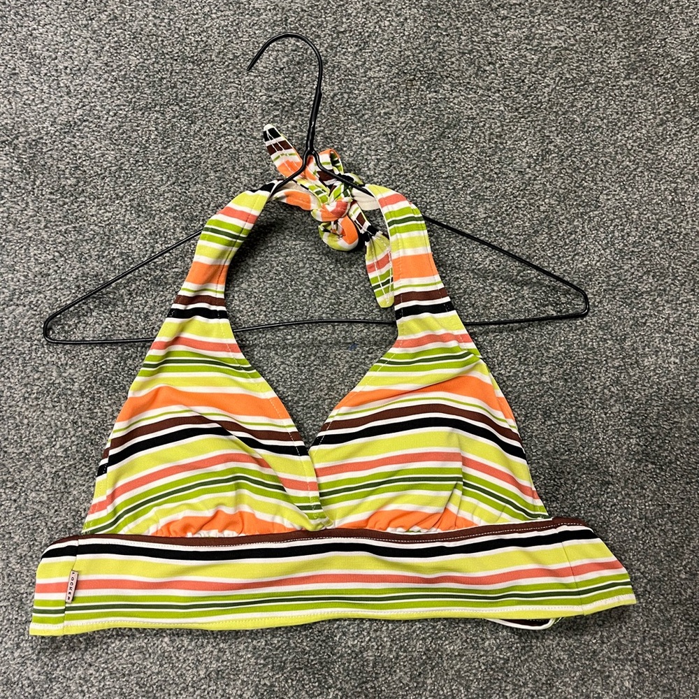 Vintage Striped Halter Bikini Top